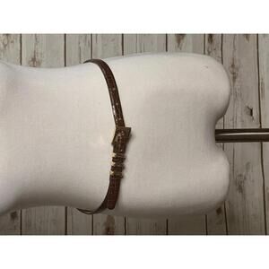 Cipriani classic cognac brown Italian alligator calfskin skinny belt Size Medium